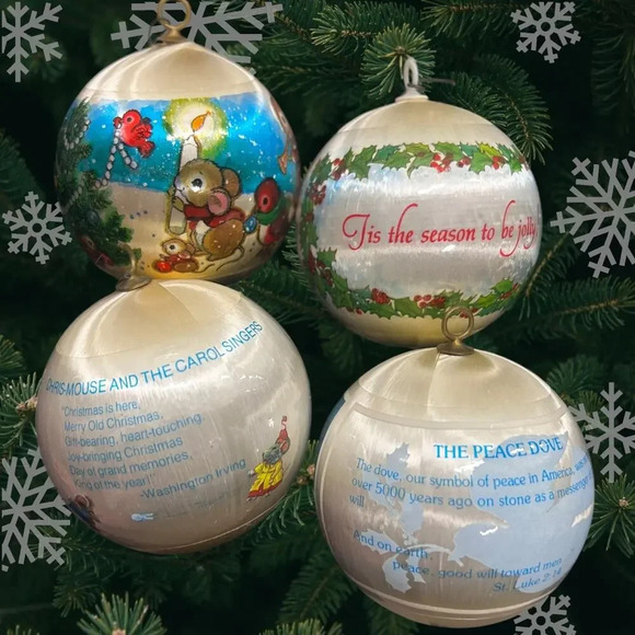 Vintage Satin Ball Christmas Ornaments set of 4 1980s shatterproof - Picture 3 of 3